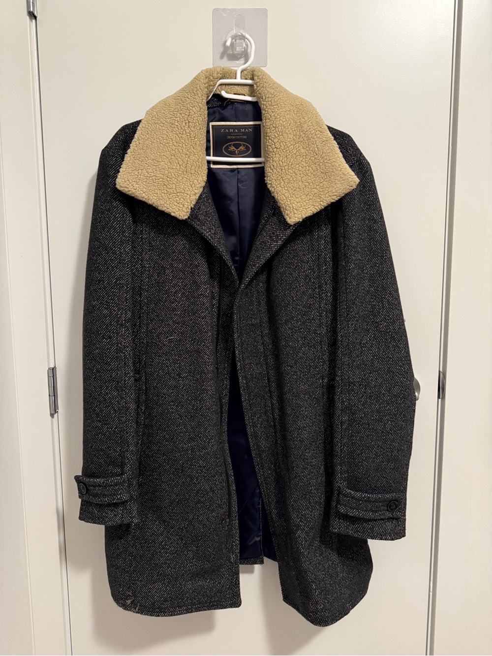 Zara Man Grey Coat w/ Sherpa